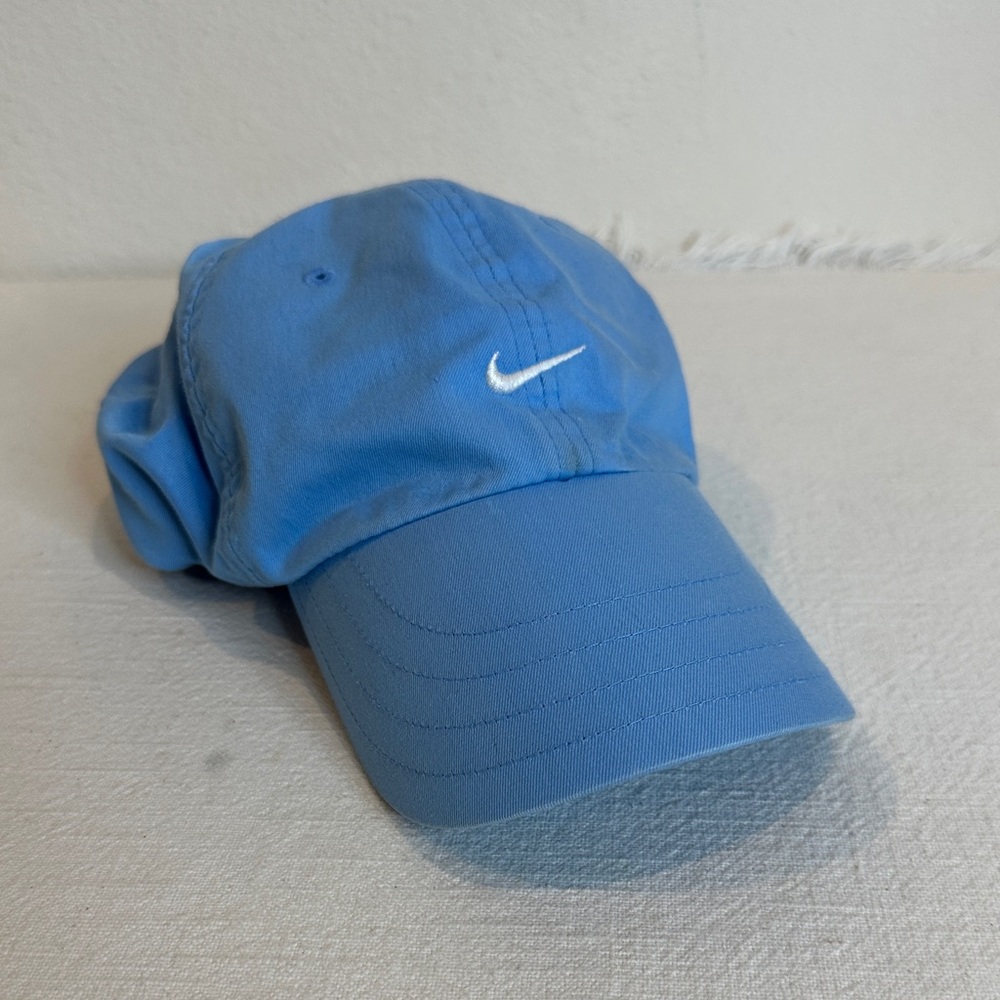 Vintage Nike Hat Cap Strapback Blue Center Navy Swoosh Child Youth Y2K